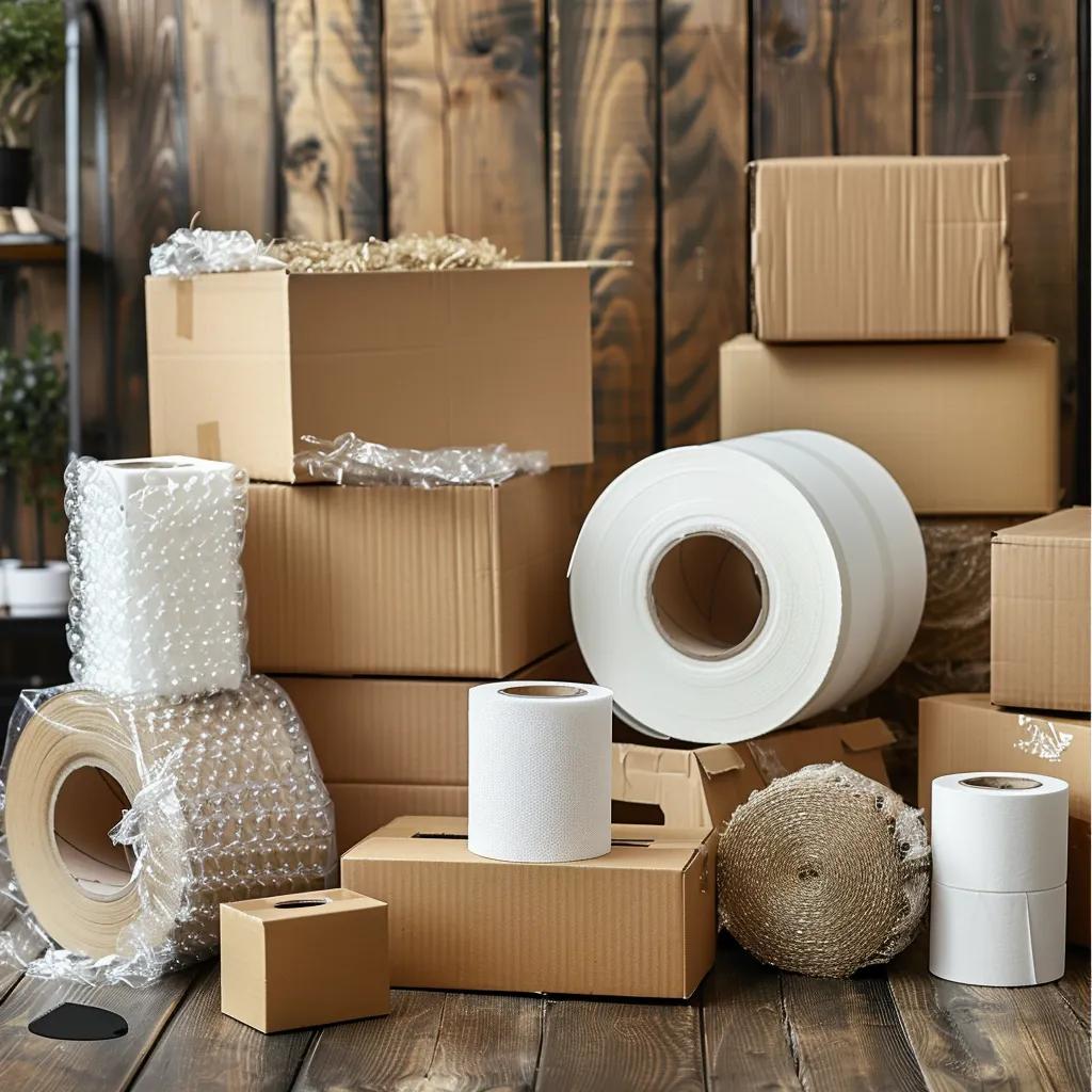 Organized packing area with high-quality materials for long-distance moving preparation